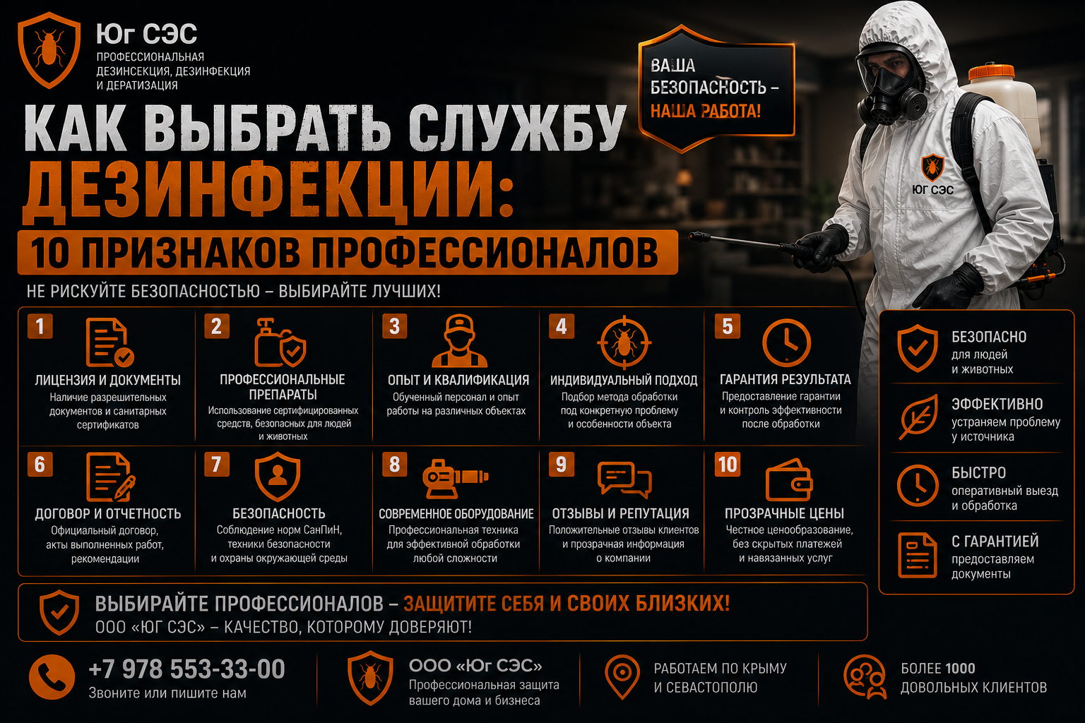 Как выбрать службу дезинфекции: 10 признаков профессионалов | ООО «Юг СЭС»